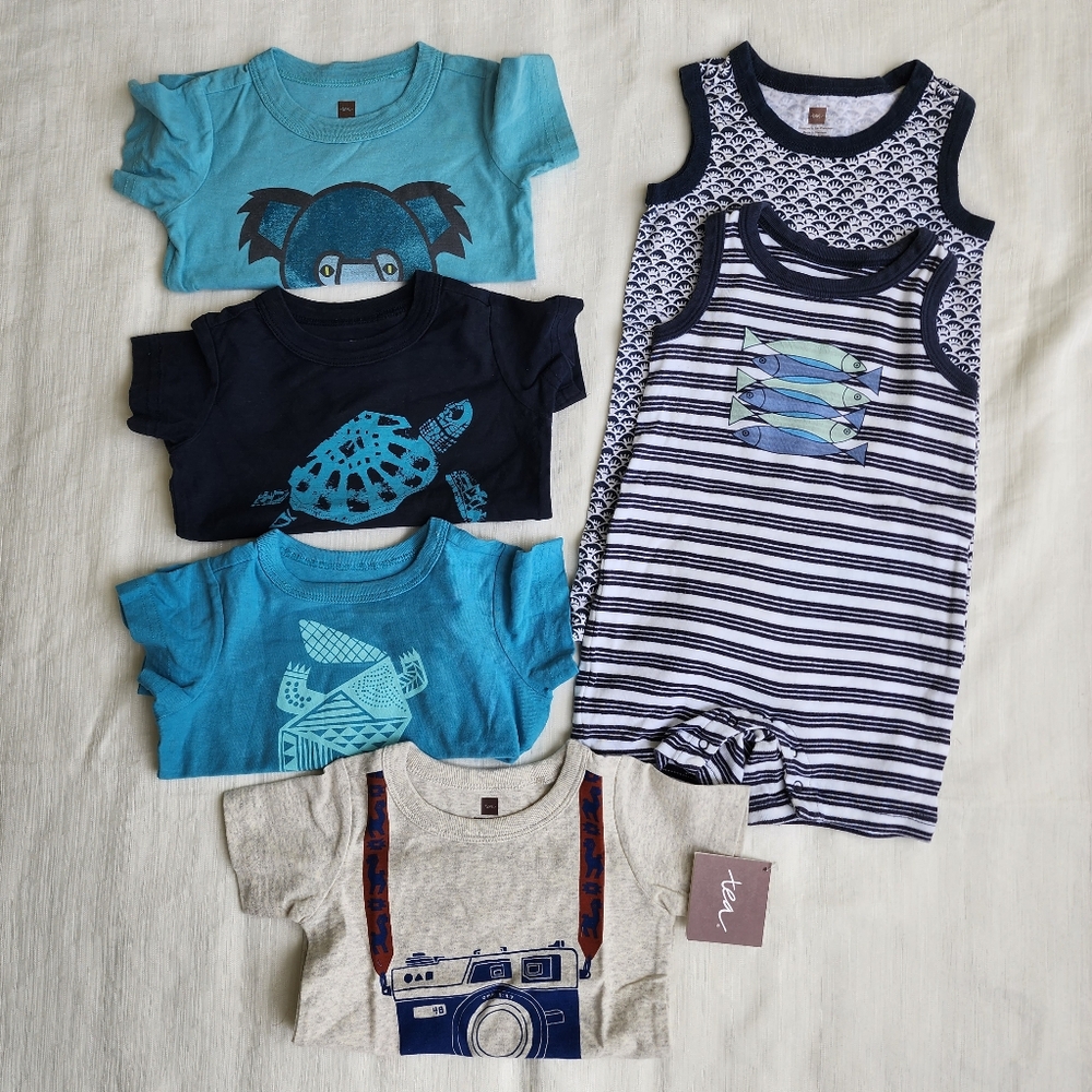 Tea Collection 6-12 Baby Short Sleeve Rompers for Spring Summer
